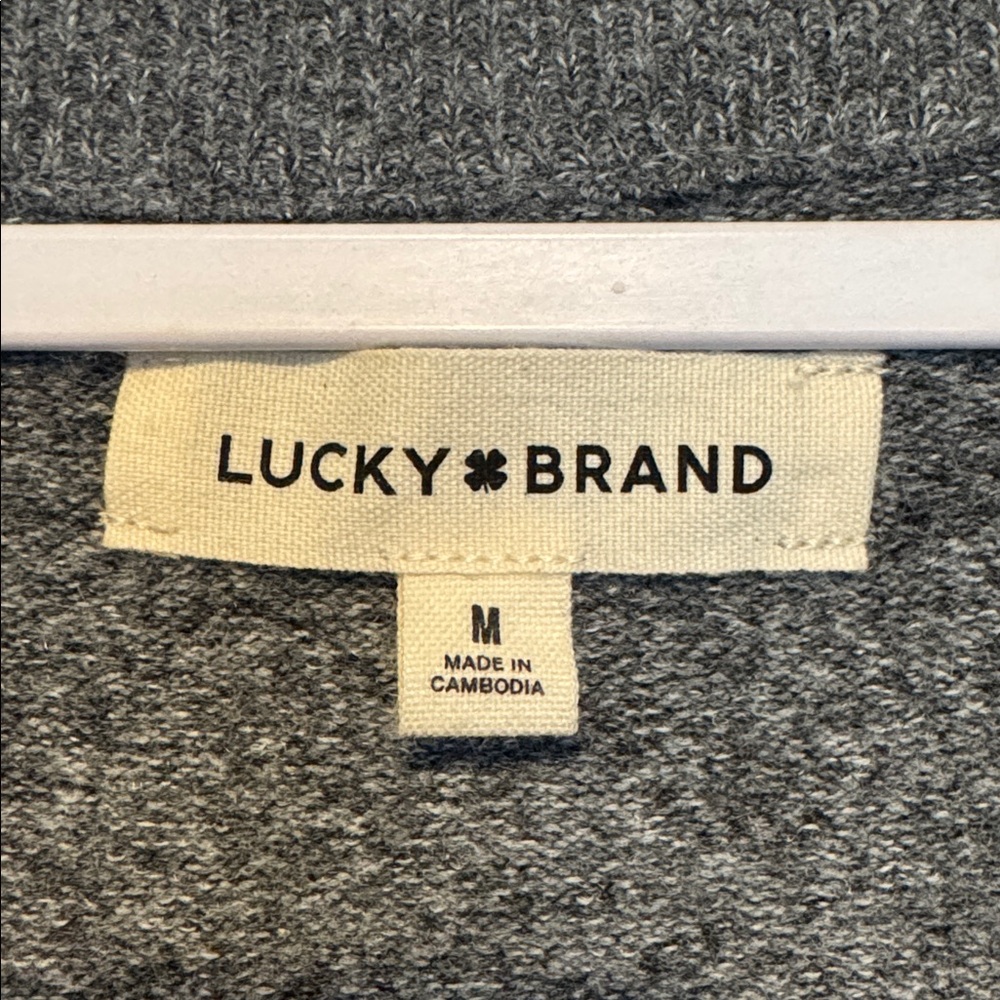 Lucky Brand Heathered Gray V-Neck Pullover Sweater - Picture 3 of 7
